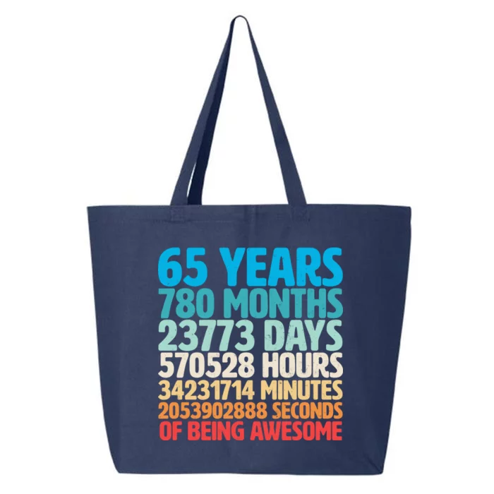 65 Years Of Being Awesome Birthday Time Breakdown 25L Jumbo Tote