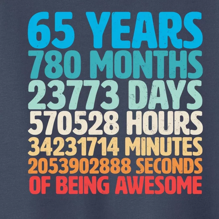 65 Years Of Being Awesome Birthday Time Breakdown Toddler T-Shirt