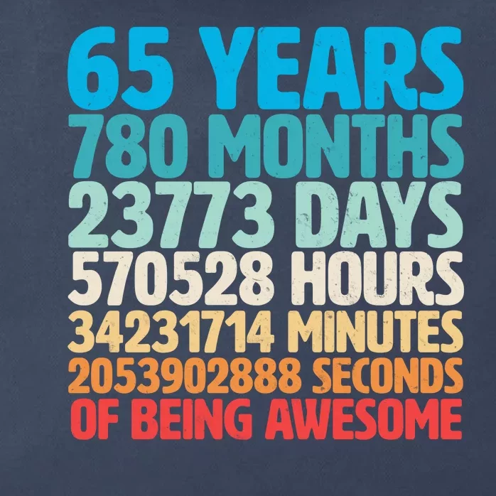 65 Years Of Being Awesome Birthday Time Breakdown Zip Tote Bag