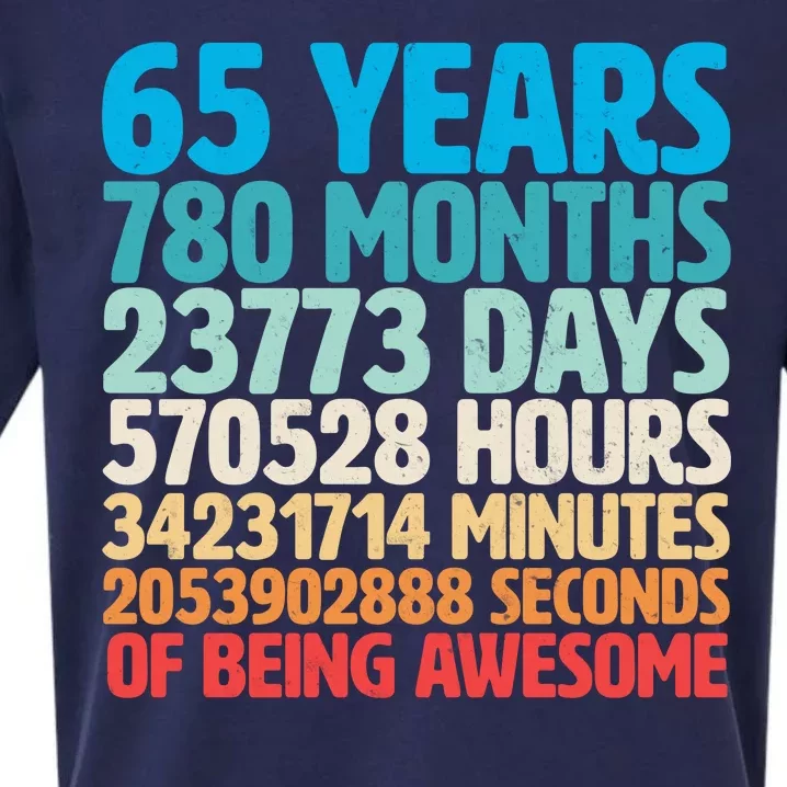 65 Years Of Being Awesome Birthday Time Breakdown Sueded Cloud Jersey T-Shirt