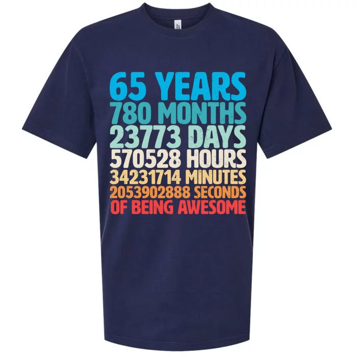 65 Years Of Being Awesome Birthday Time Breakdown Sueded Cloud Jersey T-Shirt