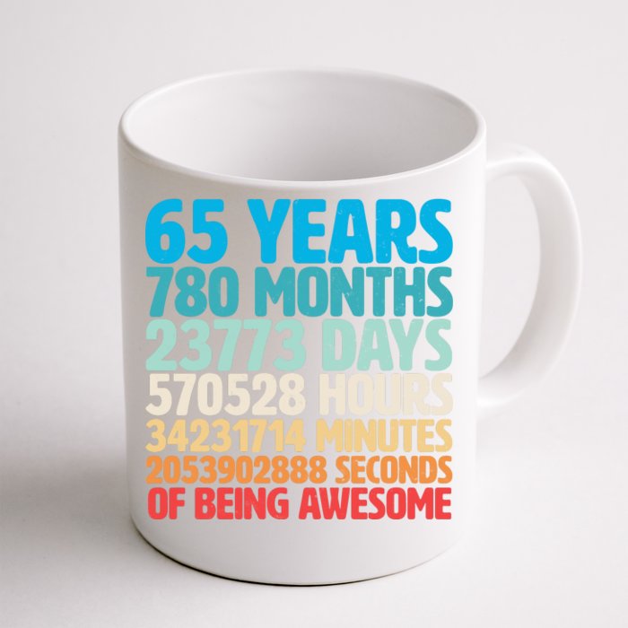 65 Years Of Being Awesome Birthday Time Breakdown Front & Back Coffee Mug