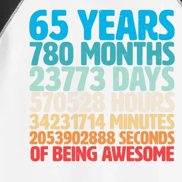 65 Years Of Being Awesome Birthday Time Breakdown Toddler Fine Jersey T-Shirt