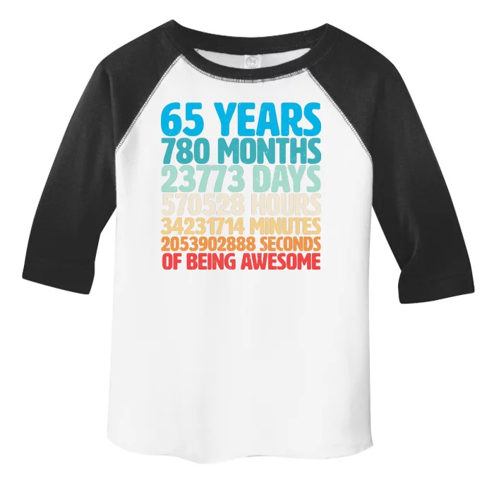 65 Years Of Being Awesome Birthday Time Breakdown Toddler Fine Jersey T-Shirt