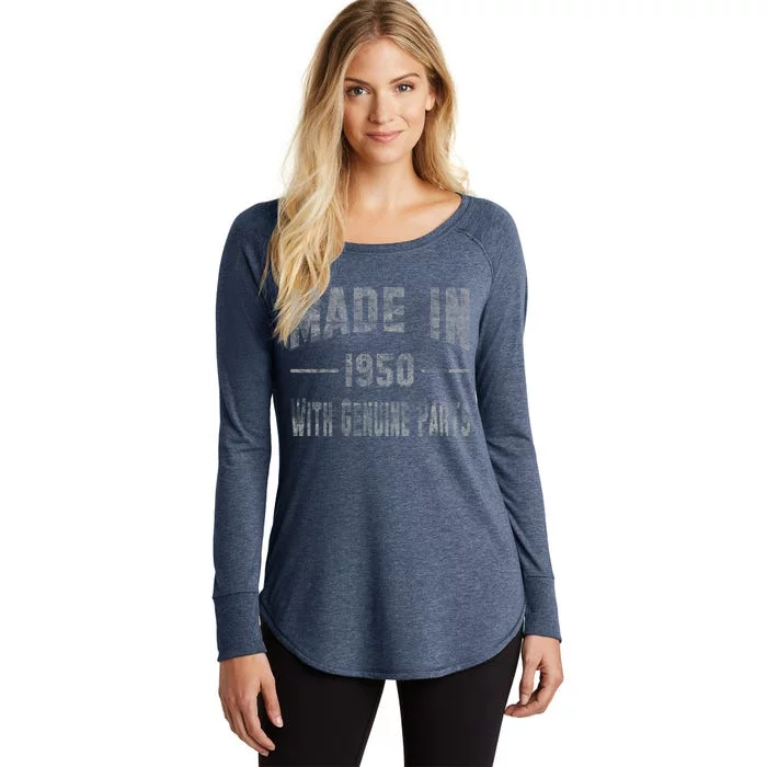 65th Birthday Gift Made In 1950 With Genuine Parts Women's Perfect Tri Tunic Long Sleeve Shirt