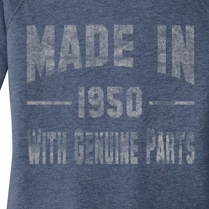 65th Birthday Gift Made In 1950 With Genuine Parts Women's Perfect Tri Tunic Long Sleeve Shirt