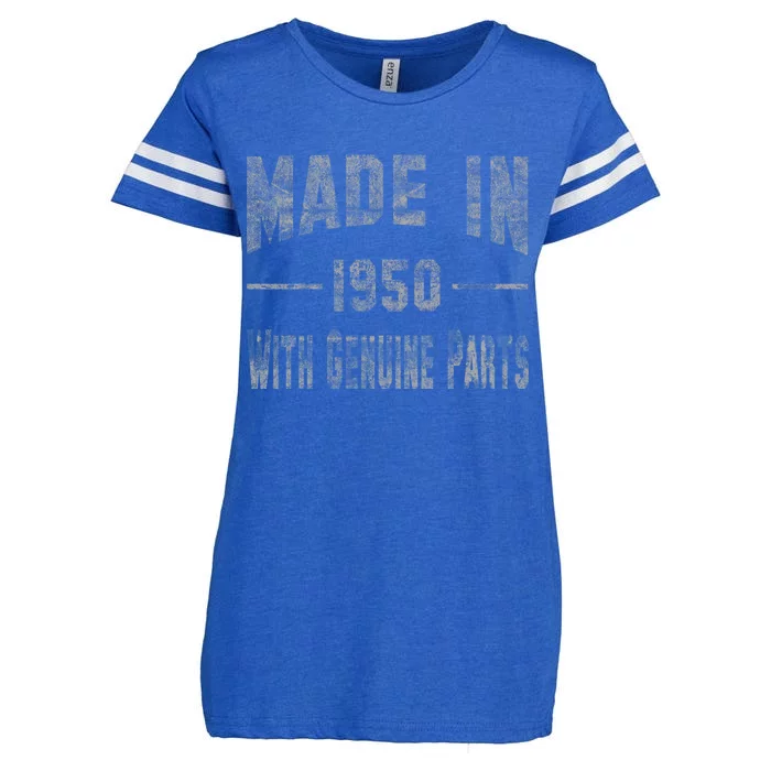 65th Birthday Gift Made In 1950 With Genuine Parts Enza Ladies Jersey Football T-Shirt