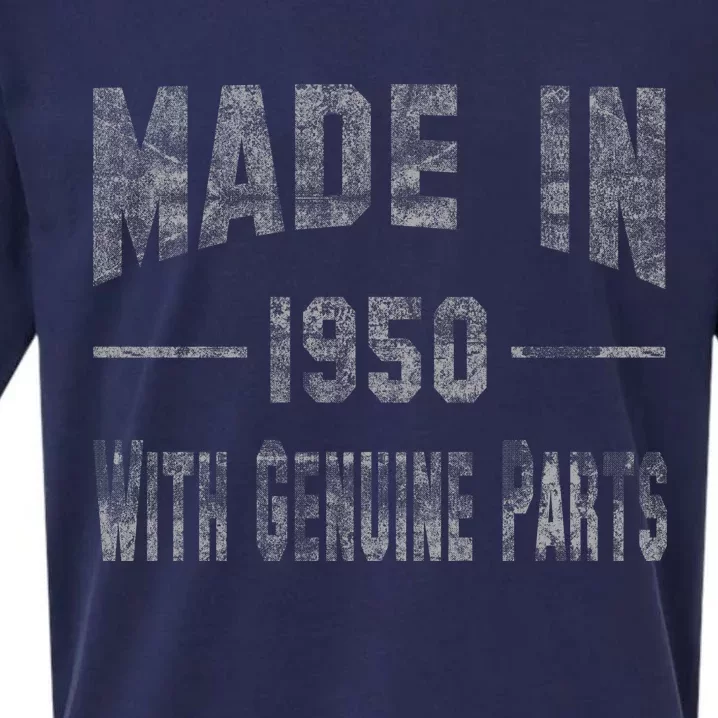 65th Birthday Gift Made In 1950 With Genuine Parts Sueded Cloud Jersey T-Shirt