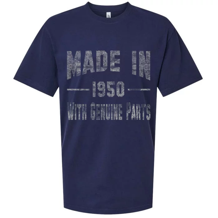 65th Birthday Gift Made In 1950 With Genuine Parts Sueded Cloud Jersey T-Shirt