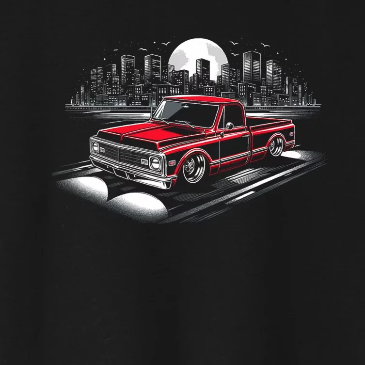 67 72 Classic C10 Pickup Truck Slammed Lowered Airride Women's Crop Top Tee