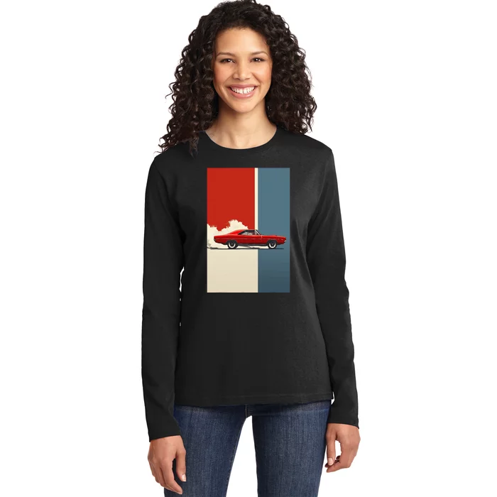 60s 70s Plymouth Road Runner Hemi The American Muscle Car Ladies Long Sleeve Shirt