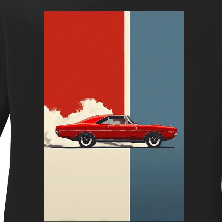 60s 70s Plymouth Road Runner Hemi The American Muscle Car Ladies Long Sleeve Shirt