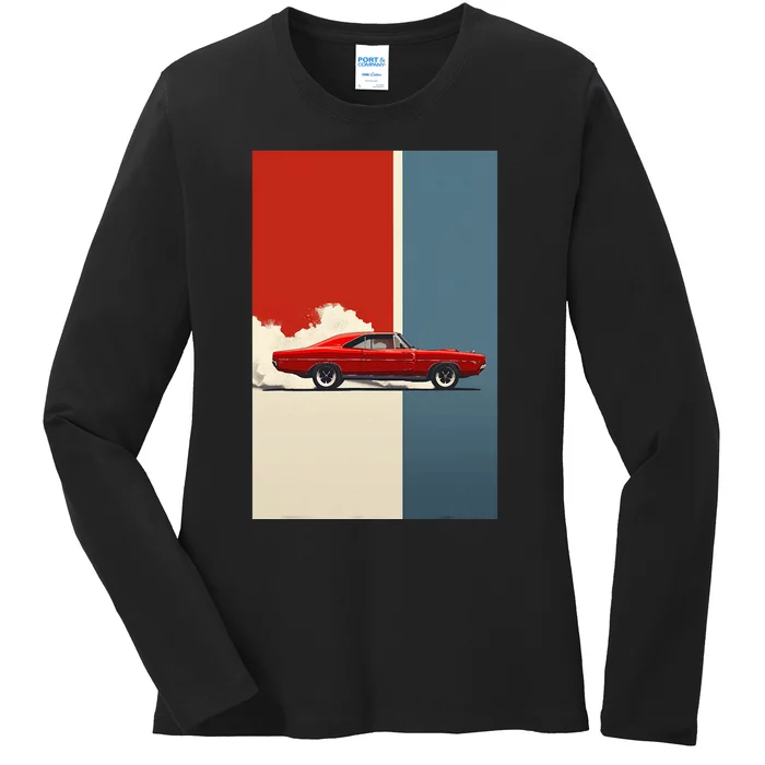 60s 70s Plymouth Road Runner Hemi The American Muscle Car Ladies Long Sleeve Shirt