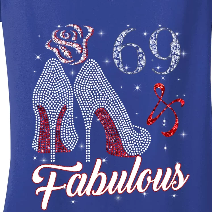 69 And And Fabulous 1952 69th Birthday Gift Tee Gift Women's V-Neck T-Shirt