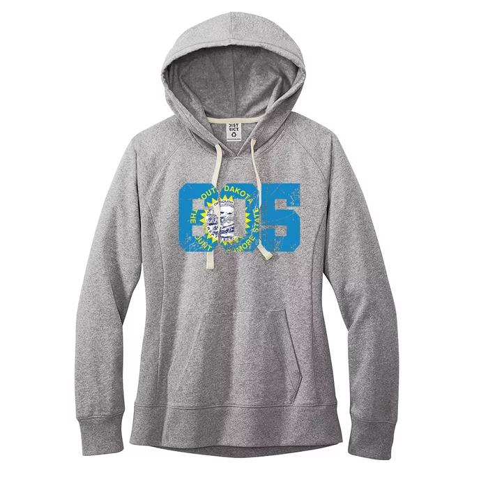 605 Area Code Flag Of South Dakota State Vintage Women's Fleece Hoodie