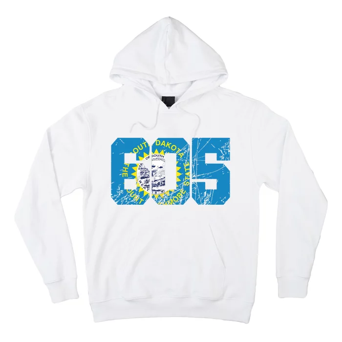 605 Area Code Flag Of South Dakota State Vintage Hoodie