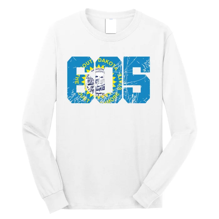 605 Area Code Flag Of South Dakota State Vintage Long Sleeve Shirt