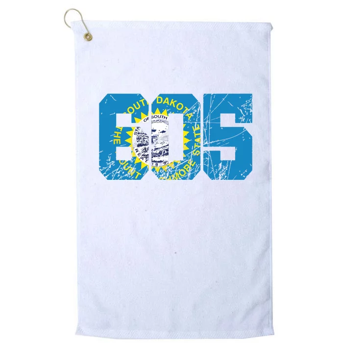 605 Area Code Flag Of South Dakota State Vintage Platinum Collection Golf Towel