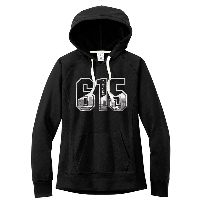 615 Area Code Pride Nashville Tennessee Skyline Vintage Women's Fleece Hoodie