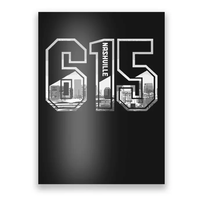 615 Area Code Pride Nashville Tennessee Skyline Vintage Poster