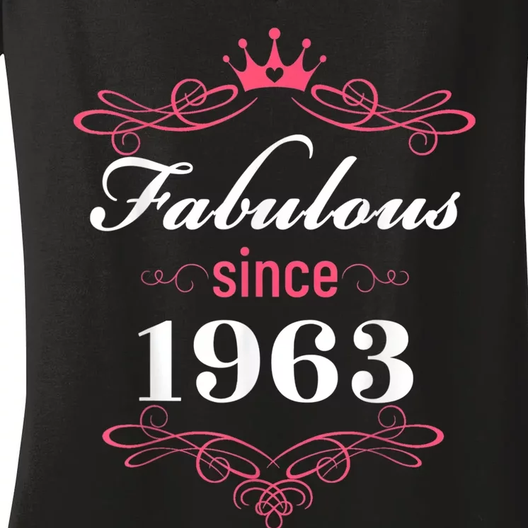 60 and Fabulous Since 1963 60th Birthday WoM.e.n Women's V-Neck T-Shirt