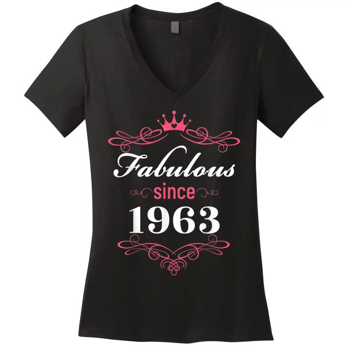 60 and Fabulous Since 1963 60th Birthday WoM.e.n Women's V-Neck T-Shirt