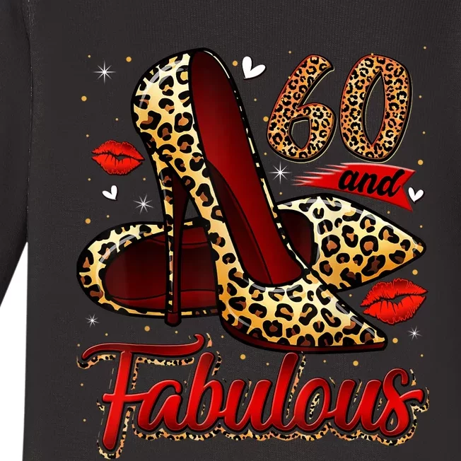 60 and Fabulous High Heels Stepping Into My 60th Birthday Baby Long Sleeve Bodysuit