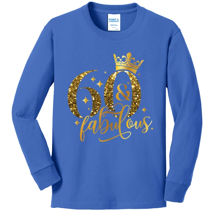 60 And Fabulous 60 Year Old Crown 1963 60th Birthday Kids Long Sleeve Shirt