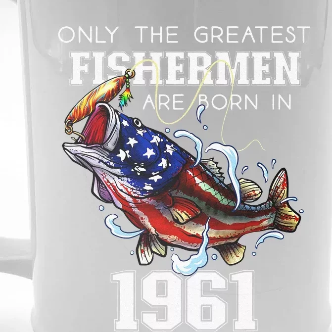 62nd Birthday 1961 Fisherman Bass Fishing 62 Year Old Front & Back Beer Stein