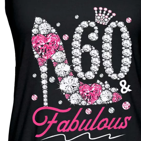 60th Birthday 60 & Fabulous Pink 60 Years Old Diamond Shoes Ladies Essential Flowy Tank