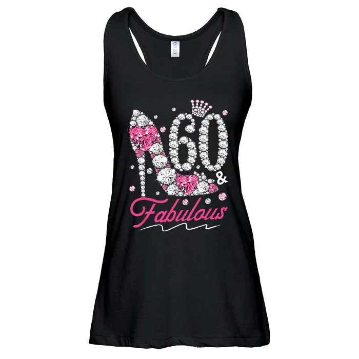 60th Birthday 60 & Fabulous Pink 60 Years Old Diamond Shoes Ladies Essential Flowy Tank