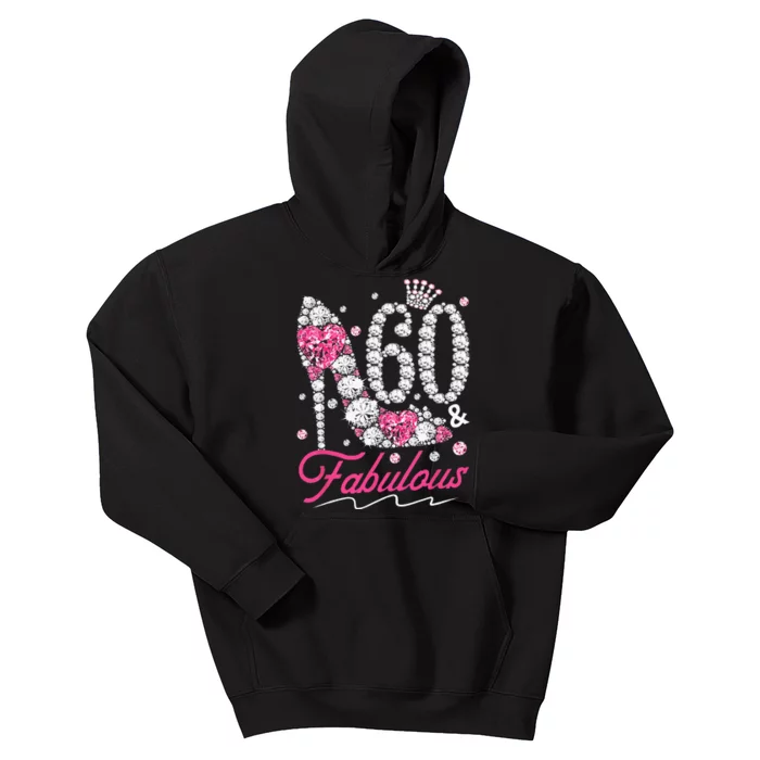 60th Birthday 60 & Fabulous Pink 60 Years Old Diamond Shoes Kids Hoodie