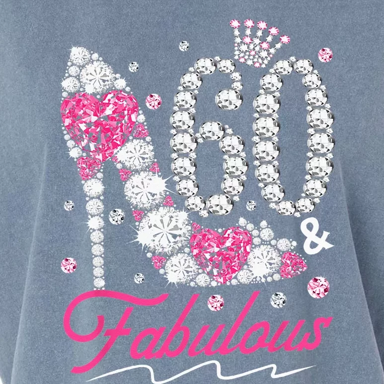 60th Birthday 60 & Fabulous Pink 60 Years Old Diamond Shoes Garment-Dyed Women's Muscle Tee