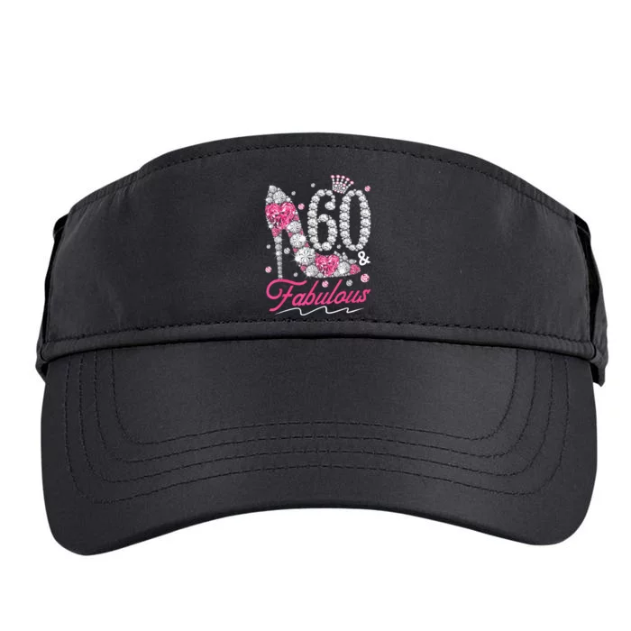 60th Birthday 60 & Fabulous Pink 60 Years Old Diamond Shoes Adult Drive Performance Visor