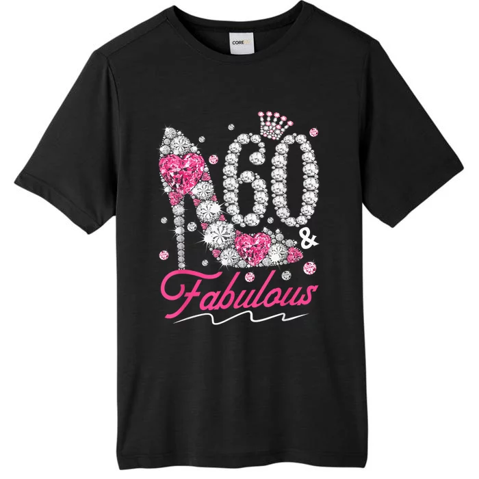 60th Birthday 60 & Fabulous Pink 60 Years Old Diamond Shoes ChromaSoft Performance T-Shirt