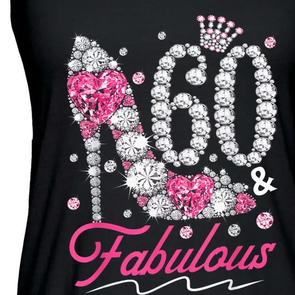 60th Birthday 60 & Fabulous Pink 60 Years Old Diamond Shoes Ladies Essential Flowy Tank