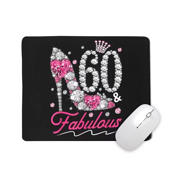 60th Birthday 60 & Fabulous Pink 60 Years Old Diamond Shoes Mousepad