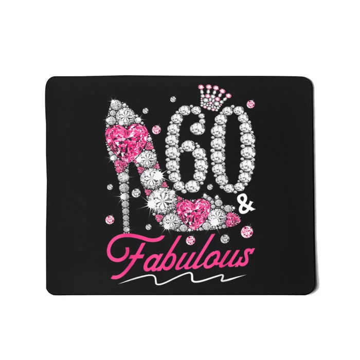 60th Birthday 60 & Fabulous Pink 60 Years Old Diamond Shoes Mousepad