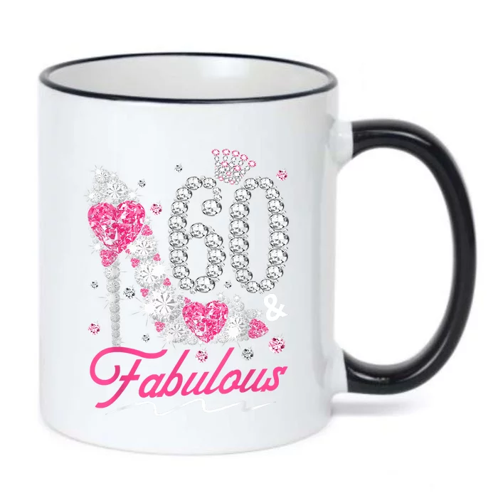 60th Birthday 60 & Fabulous Pink 60 Years Old Diamond Shoes Black Color Changing Mug