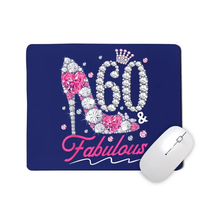 60th Birthday 60 & Fabulous Pink 60 Years Old Diamond Shoes Mousepad