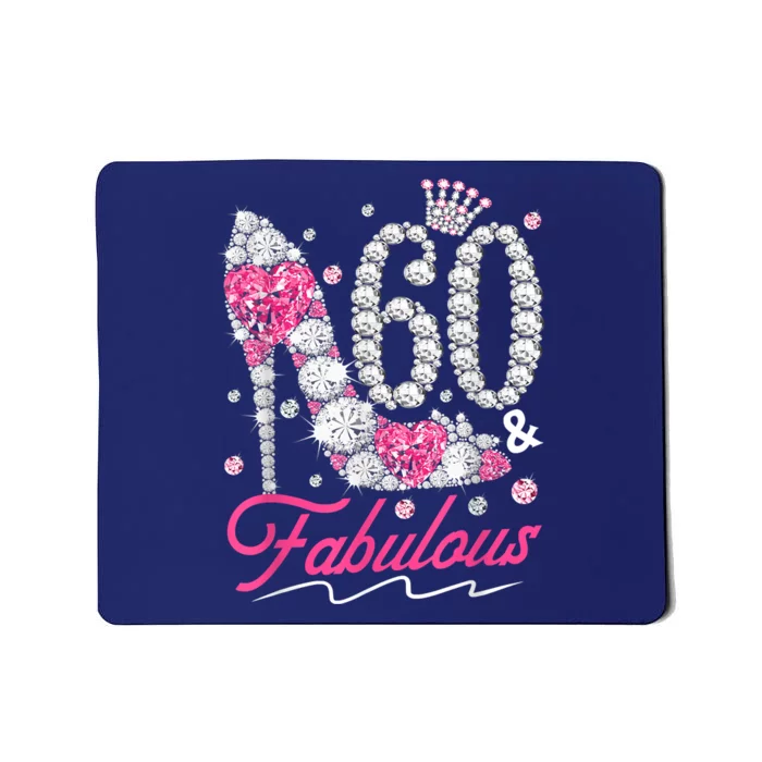 60th Birthday 60 & Fabulous Pink 60 Years Old Diamond Shoes Mousepad