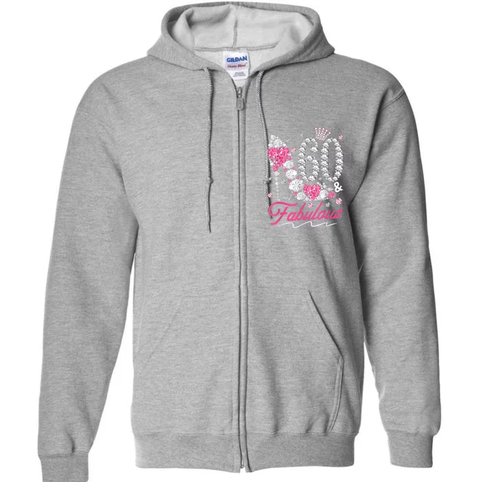 60th Birthday 60 & Fabulous Pink 60 Years Old Diamond Shoes Full Zip Hoodie