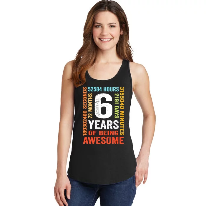 6th Birthday 6 Years Old Vintage Retro 72 Months Boy Girl Ladies Essential Tank