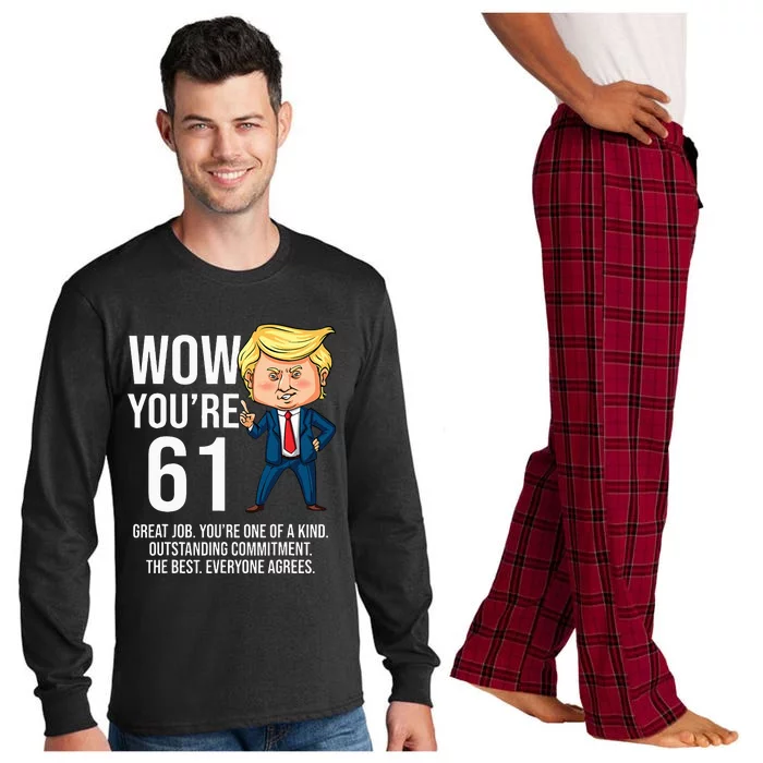 61st Birthday 61 Years Old Funny Trump Republican Party Long Sleeve Pajama Set