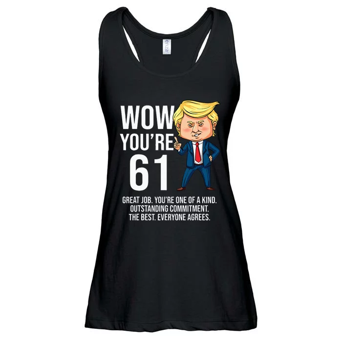 61st Birthday 61 Years Old Funny Trump Republican Party Ladies Essential Flowy Tank