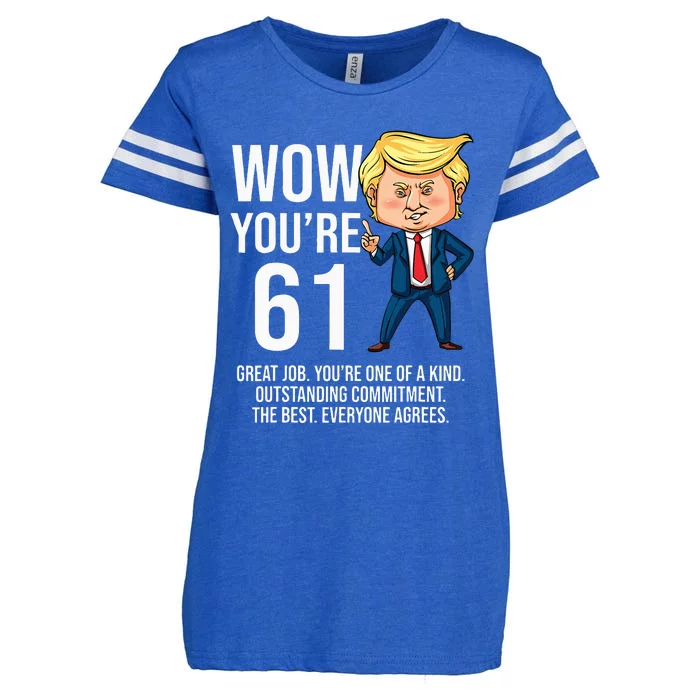 61st Birthday 61 Years Old Funny Trump Republican Party Enza Ladies Jersey Football T-Shirt