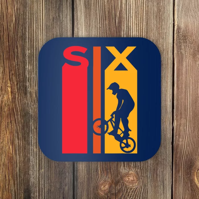 6th Birthday 6 Years Old Bmx Bike Lover Bday Funny Coaster