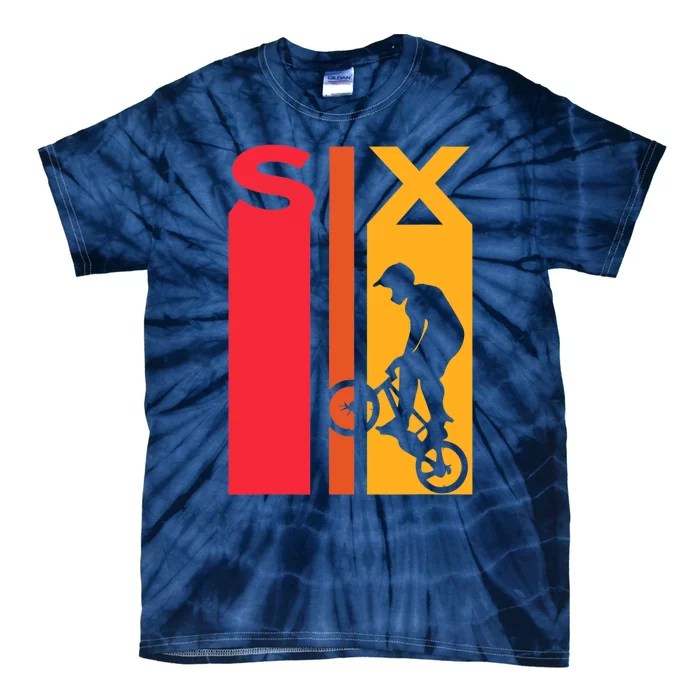 6th Birthday 6 Years Old Bmx Bike Lover Bday Funny Tie-Dye T-Shirt