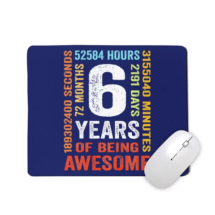 6th Birthday 6 Years Old Vintage Retro 72 Months Mousepad