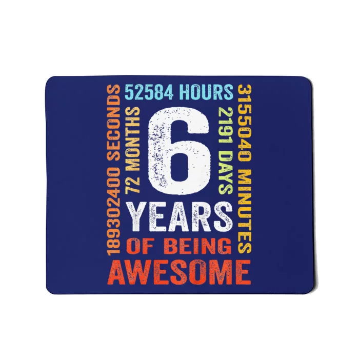 6th Birthday 6 Years Old Vintage Retro 72 Months Mousepad